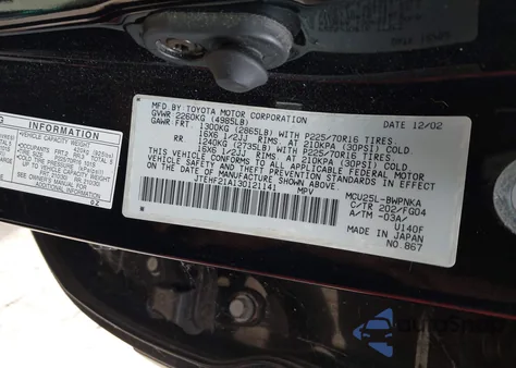 2003 Toyota Highlander V6 from USA, damaged, VIN JTEHF21A130121141